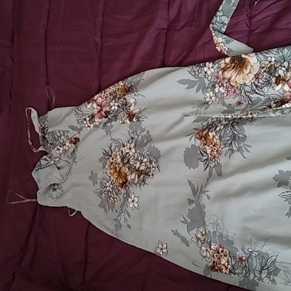 Long Dress with flowers green color S - Picture 2 of 4